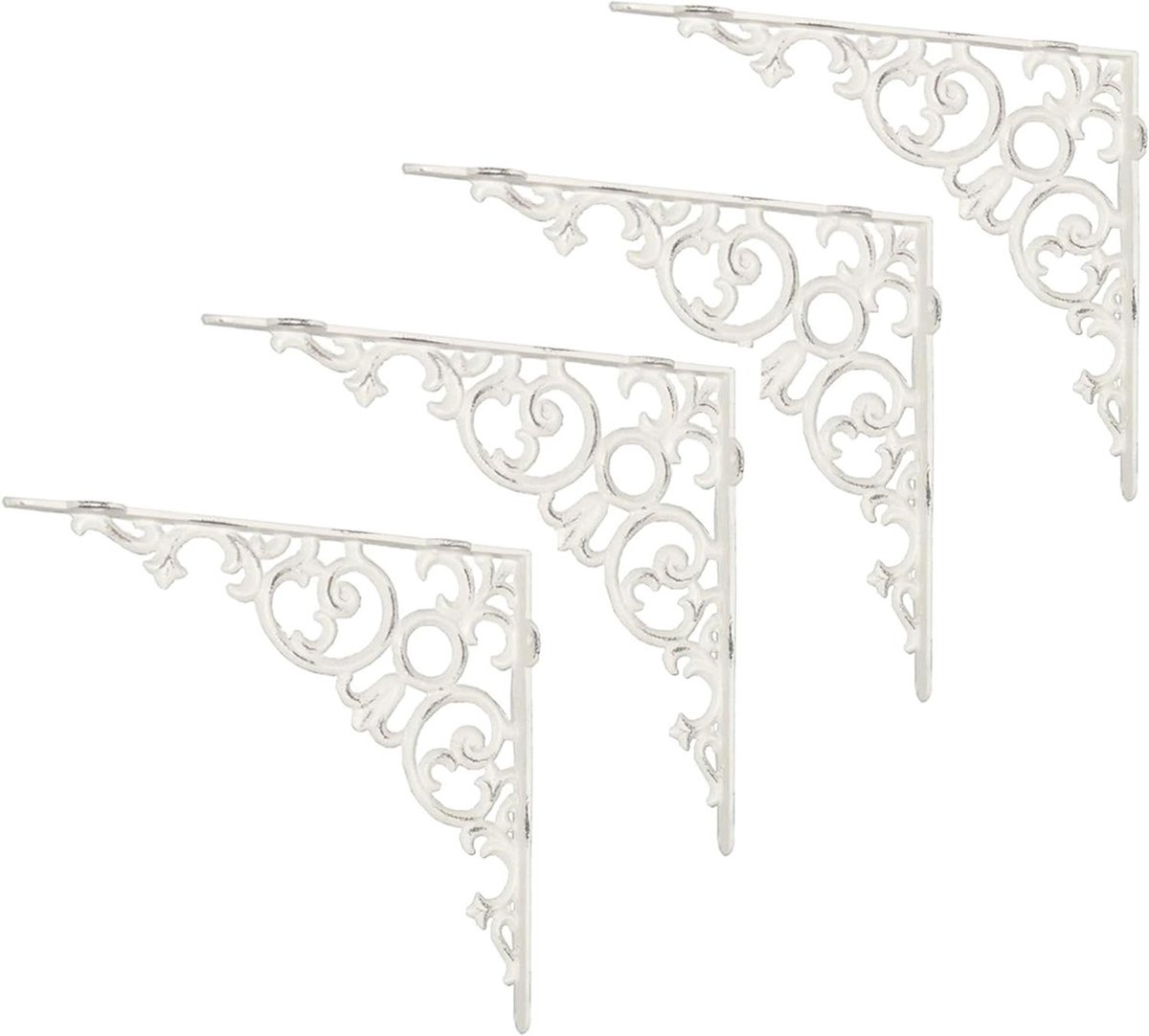 Decoratieve Plankbeugel - Wandsteun - Muur Decoratie - Gietijzeren Constructie - 20 cm - Wit