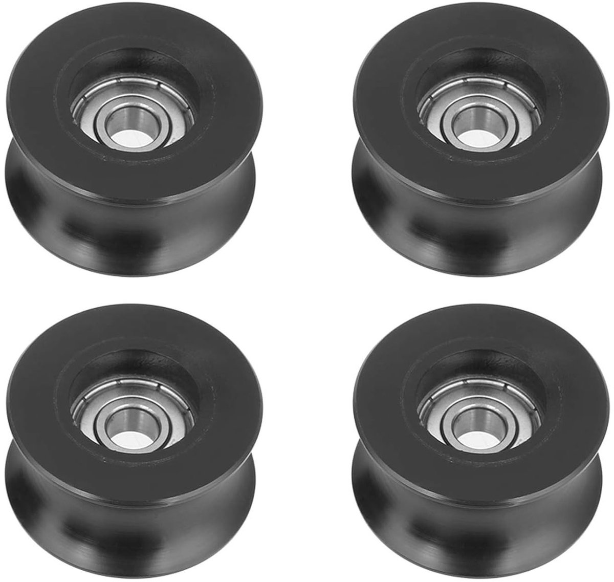 U Type Groove Pulley Set van 4 Stuks, Zwarte U Groove Pulley Roller voor Deuren 8x40x20.7mm, Ideaal voor Glijdende Deuren en Mechanische Toepassingen