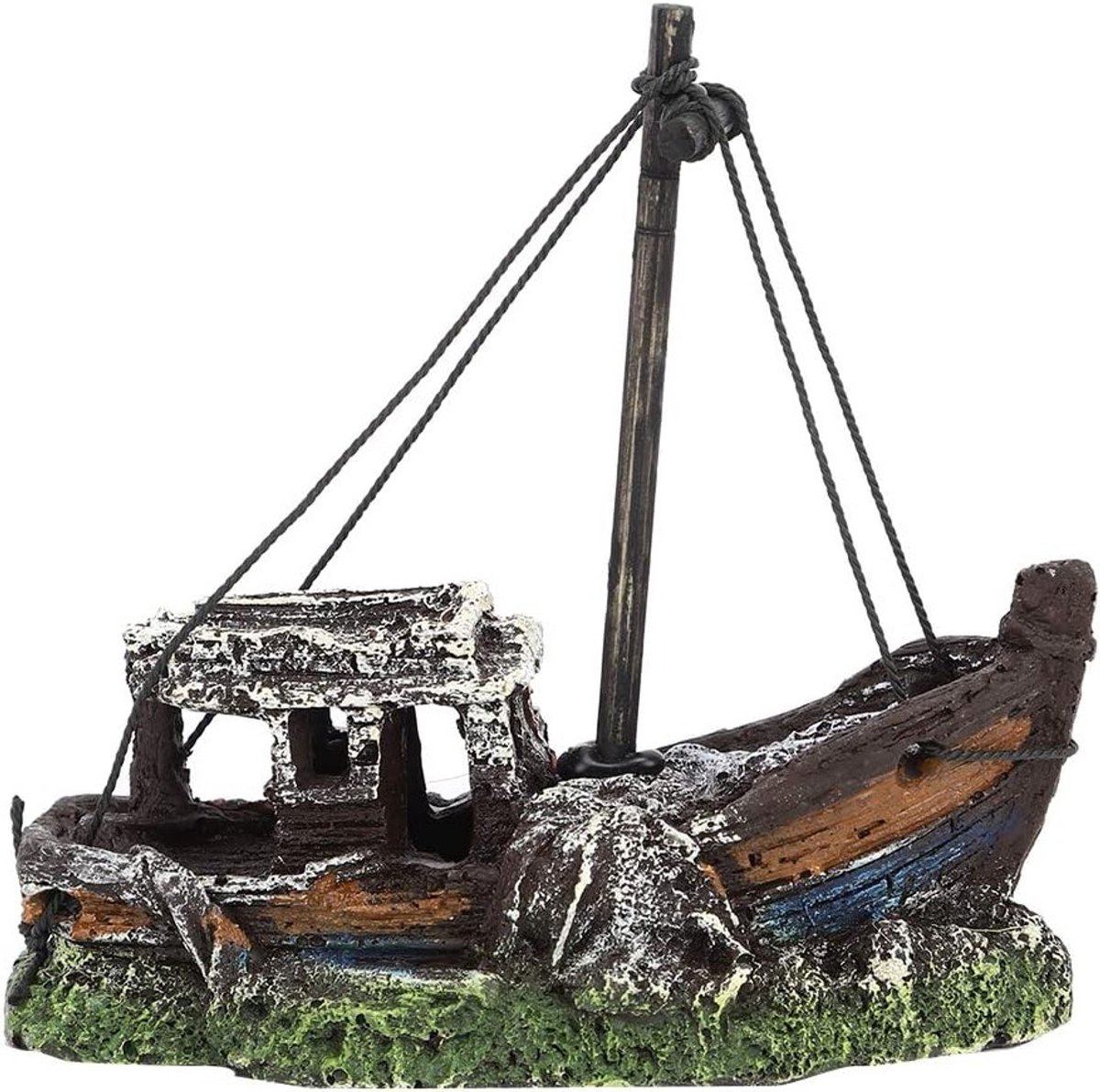 Realistisch schipwrak ornament voor aquariumdecoratie, schuilhuis voor vissen en aquascaping accessoires