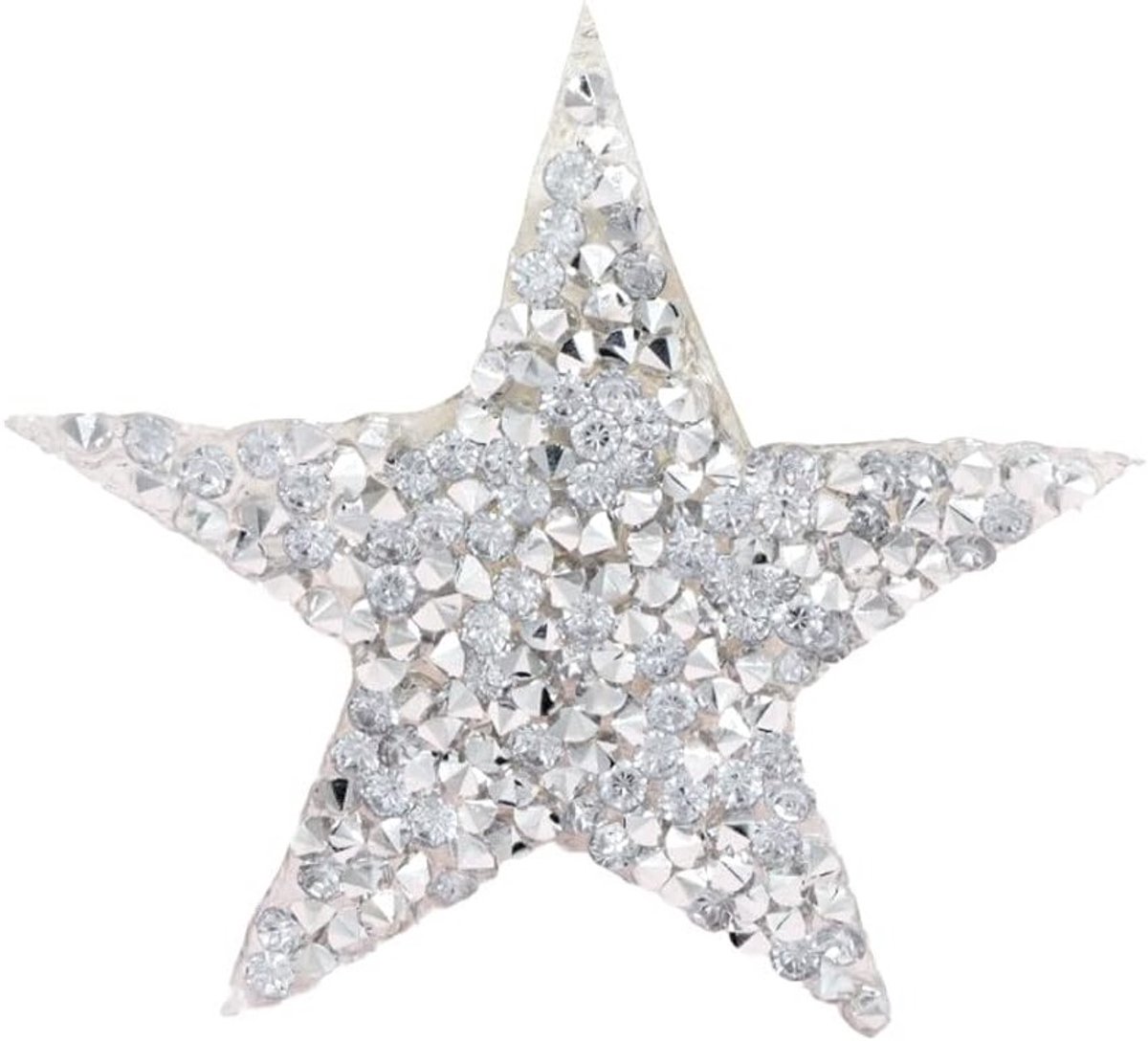 Iron-on Patches met Sterren en Sequins voor Kleding, Jeans, Rugzakken en Hoeden - Set van 5 Stuks in Zilver en Wit