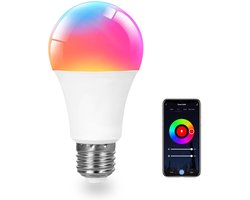carmdering – Slimme Lamp – Slimme Verlichting – RGB – Smart Lichtbron – Set van 1, E27, 9W, WiFi, werkt met Alexa en Google Home – 16M kleuren + warmwit/koelwit, 1-100% dimbaar – Muzieksynchronisatie, timer en schema’s – Tuya Smart Life app, geen hub