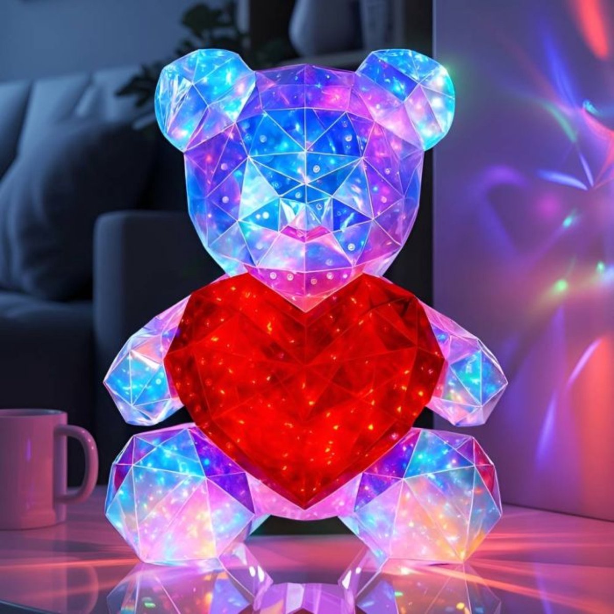MikaMax Light up Teddy - Teddy Lamp - XL Teddybeer - 40CM - 3D - USB LED verlichting - Sfeer verlichting - Lamp Teddy - Lichtgevende Teddybeer - Verschillende Kleuren