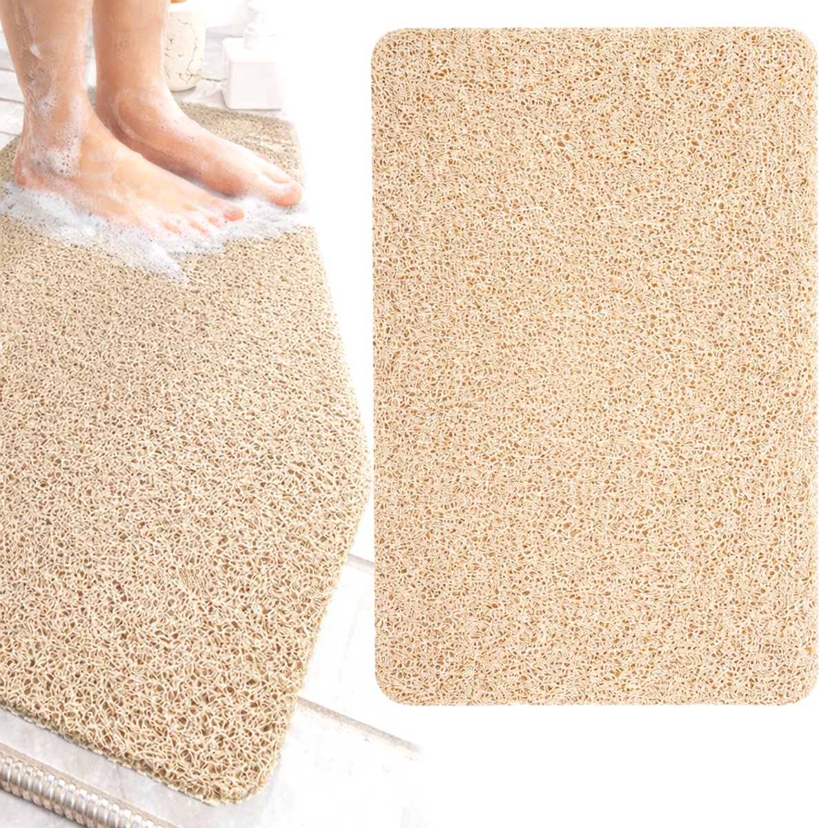 GLODI GOODS® Antislip badmat douchemat 40x60 cm - voor in de douche of bad – antislipmat waterdoorlatend - BEIGE