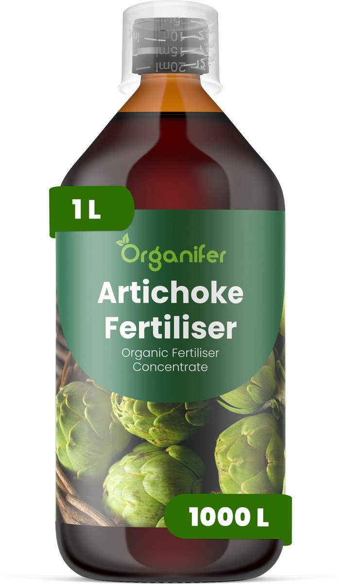 Vloeibare Meststof Voor Artisjok 1 L Voor 1000 L - Npk 2-1-8 - Krachtige Groei - Rechtopstaand Blad - Knopvorming - Grotere Artisjokkoppen - Sterke Plantstructuur - Efficiënt Watergebruik - Diepe Wortelgroei -Hoge Opbrengst - Organifer