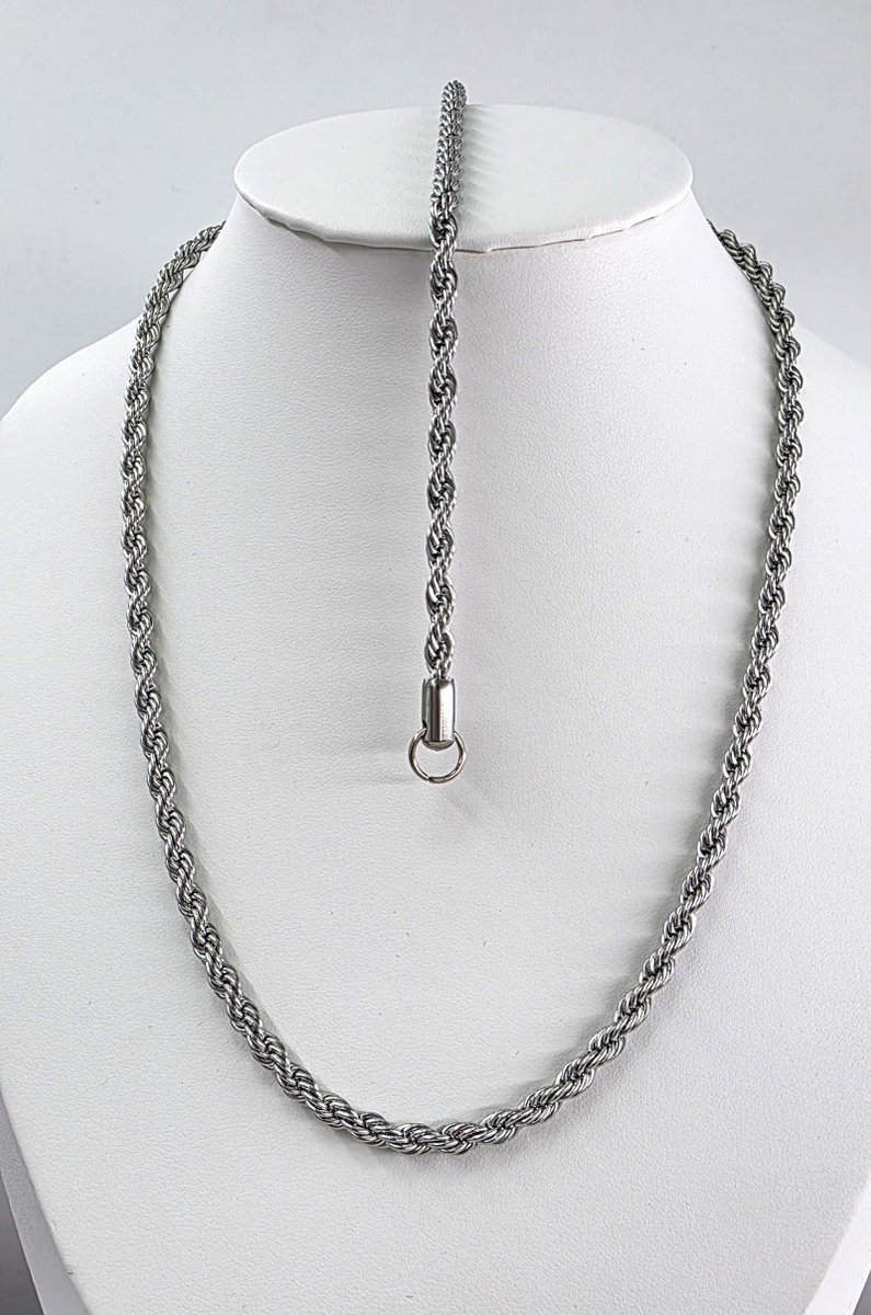 Lili 41 - Set - Halsketting - Collier L 45cm met armband L 18cm - Stalen - gevlochten - Gedraaide - zilverkleur - Br 4mm - De perfecte set om te layeren met andere (hanger)kettingen en armband, als basis voor jouw look!