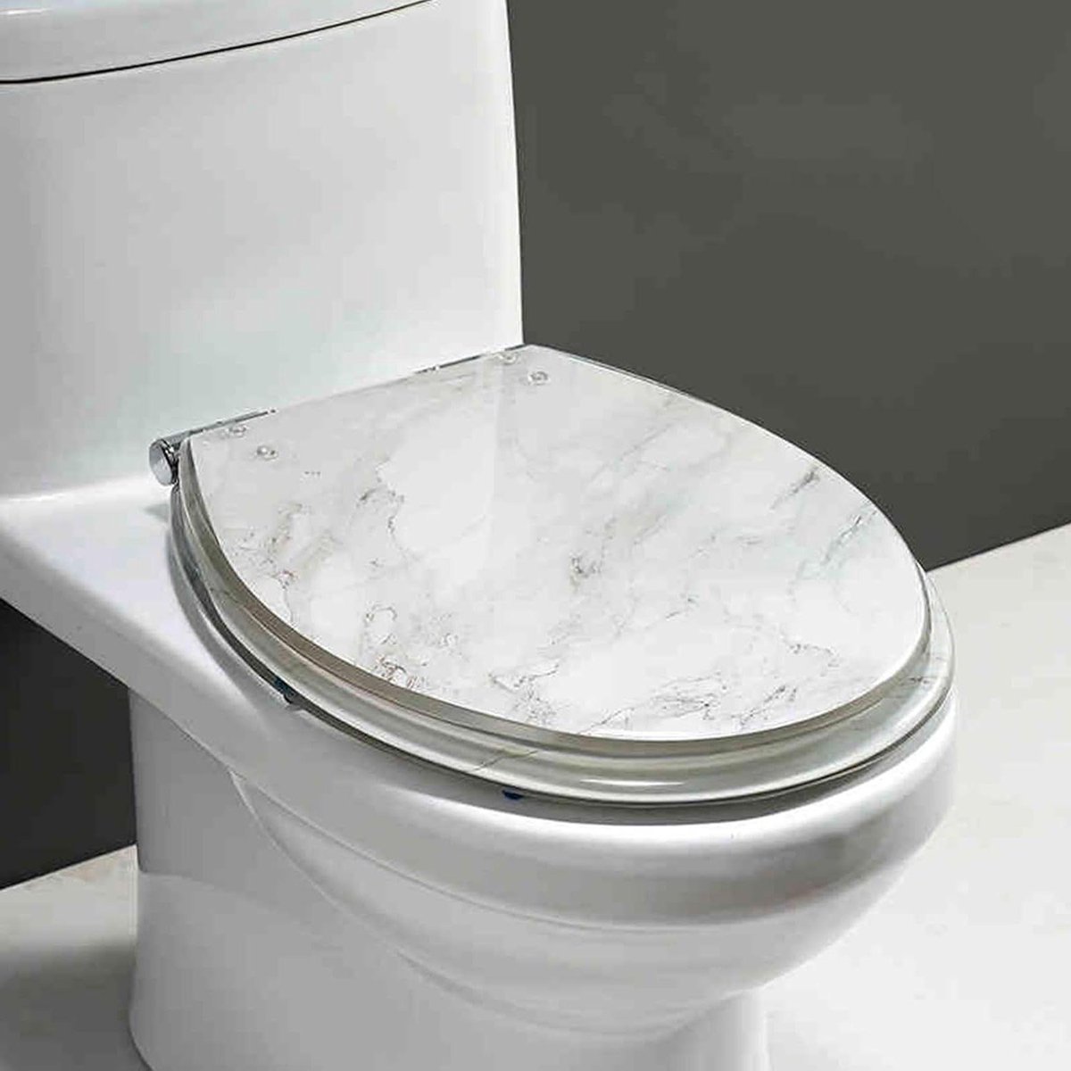 Transparante Toiletbril - Hars Toiletdeksel - Badkamer Decoratie - Softclose Mechanisme - 36 x 42 cm - Transparant