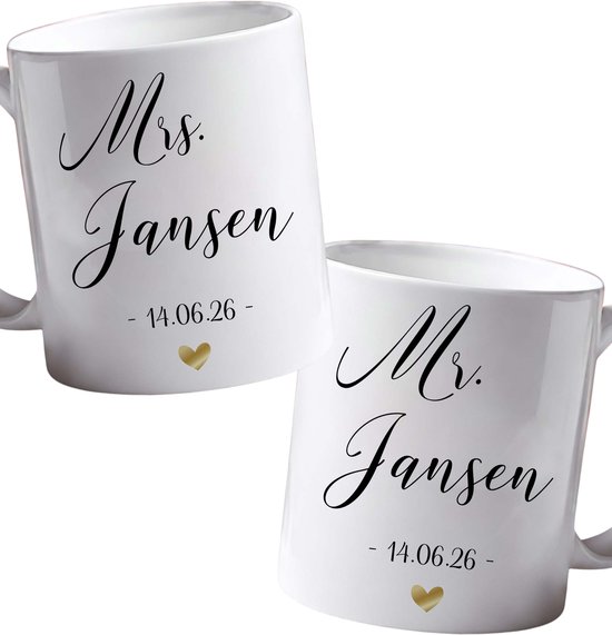 Mr. & Mrs. Mok Set – Gepersonaliseerde Trouwbekers