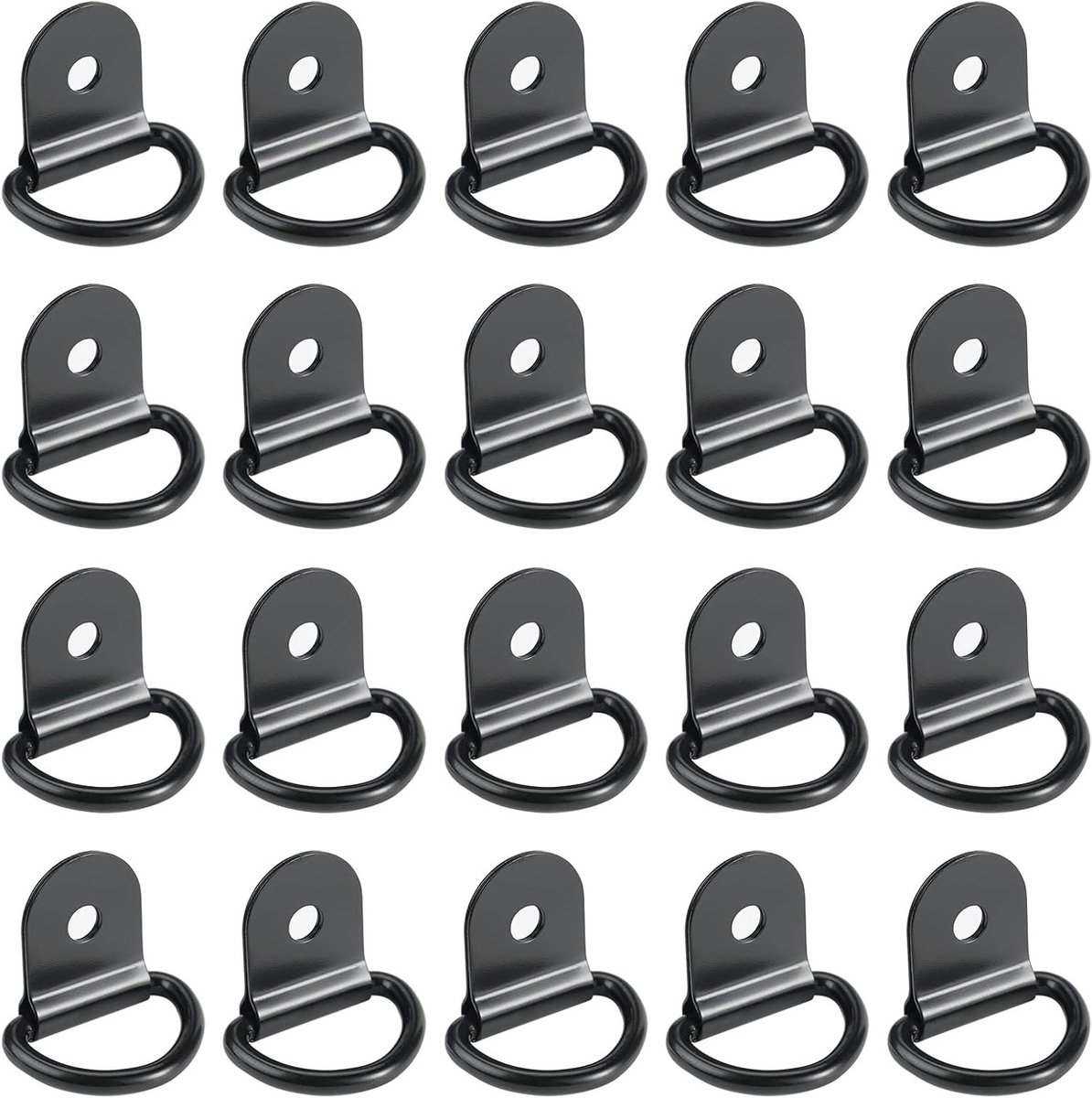 20 Stuks Lashing Rings van RVS - D Bevestigingsringen voor Vrachtwagens, Boten en Touwen (36x25mm, Zwart)