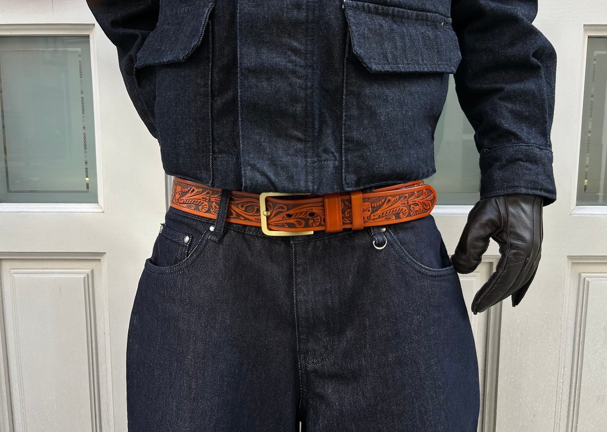 Artistieke Roodbruine Lederen Riem