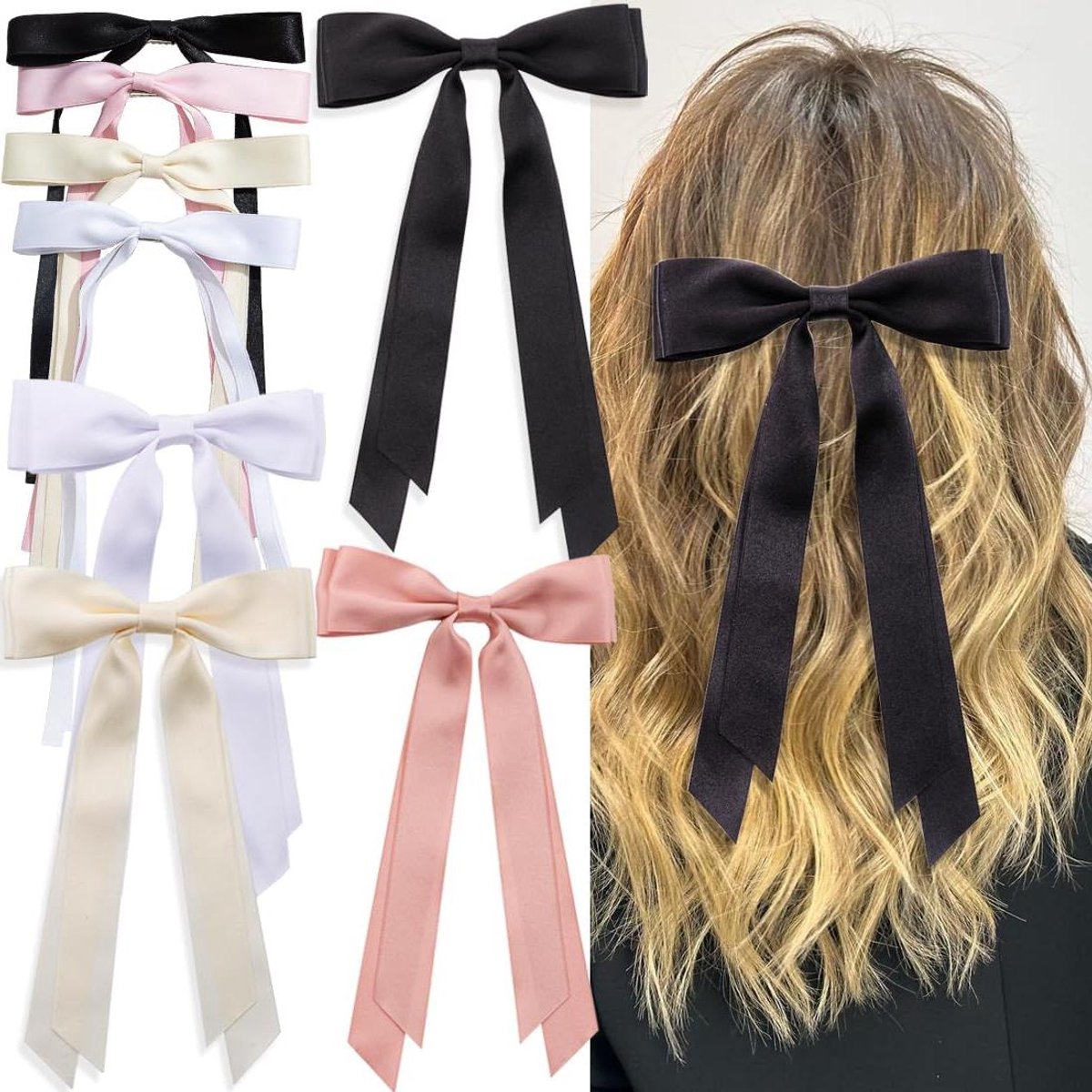 Haarstrikken Set - Strik Clips - Haar Styling - Antislip Klauwclip - 8 Stuks - Diverse Kleuren