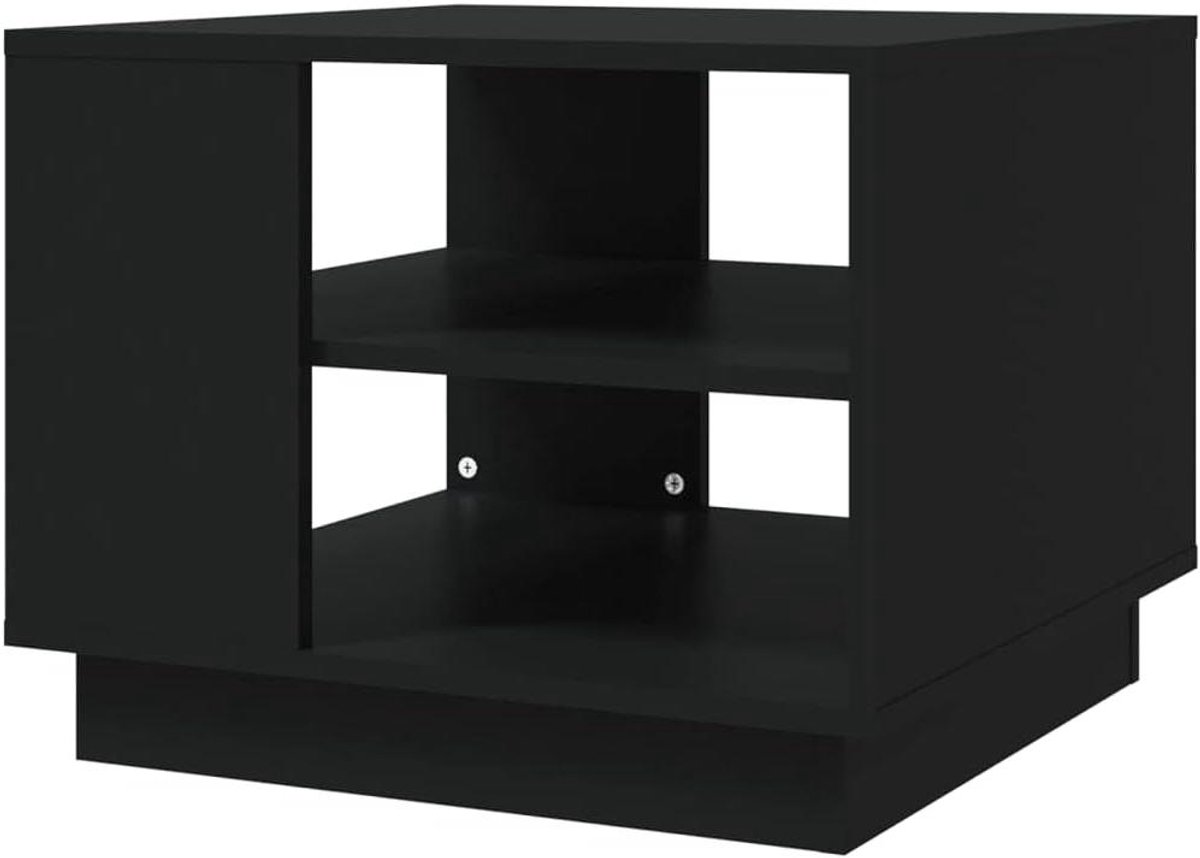 Salontafel - Middentafel bijzettafel - Woonkamer opbergen - Met opbergvakken - 55x55x43 cm - Zwart