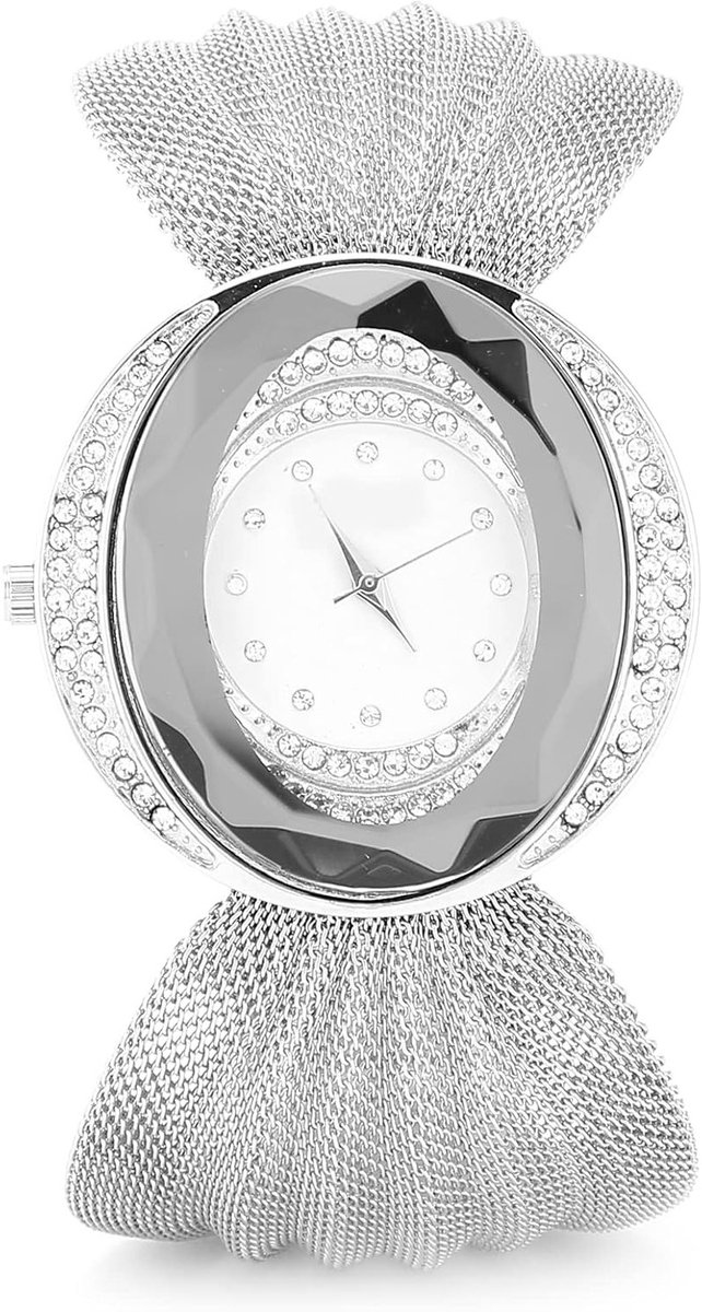 Stijlvolle Dameshorloge met Brede Mesh Band, Elegante Analoge Quartz Horloge voor Vrouwen, Casual Riem voor Elke Gelegenheid, Roestvrijstalen Design en Glanzende Afwerking