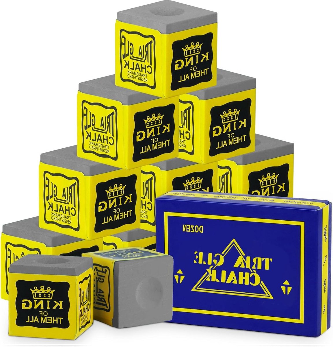 12 Stuks Snooker Chalk voor Pool Cue - Grijze Krijt voor Biljart, Ideaal voor Precisie en Grip