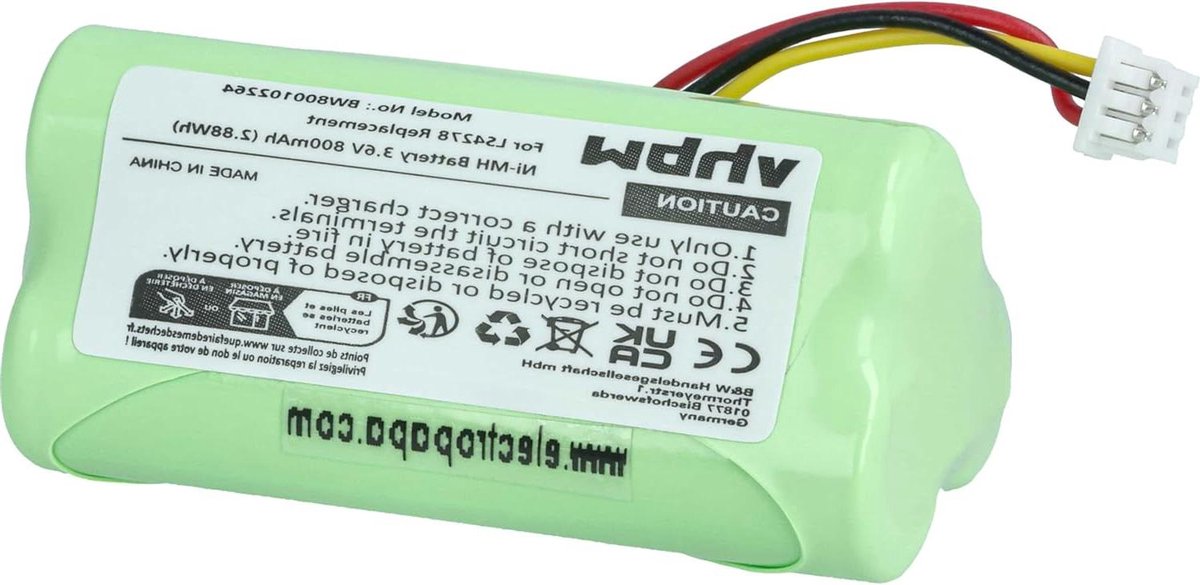 Reserve Batterij - Scanner Accu - Barcode Lezen - Oplaadbaar NiMH - 800mAh 3.6V - Zwart