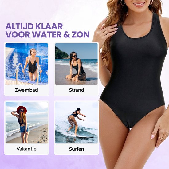 Maillot de bain noir, adapté pour la piscine, la plage, les vacances et le surf.