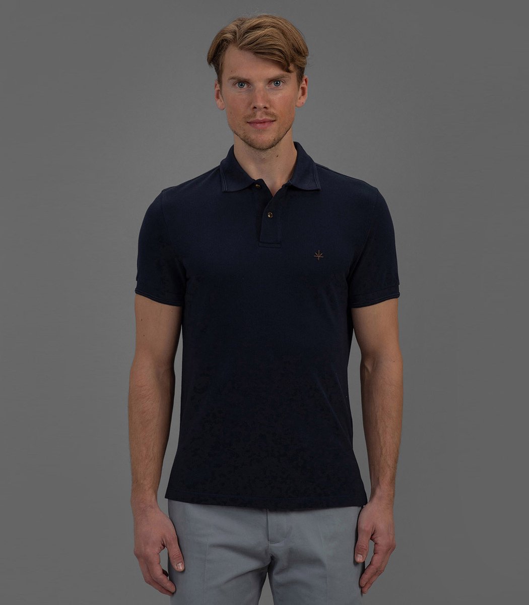 Laurent Vergne - Heren - Polo - Donkerblauw - 100% Katoen - maat S - Slim fit