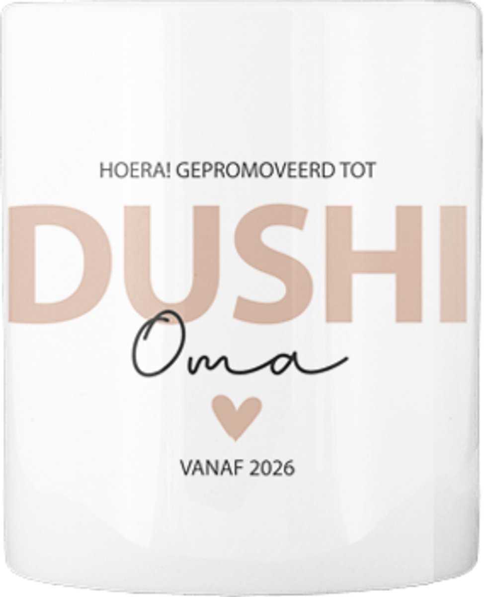 Gepromoveerd tot Dushi Oma | Voor de oma’s | Zwangerschapsaankondiging | Leuk cadeau | Verjaardag | Mok | Wit | Papiaments
