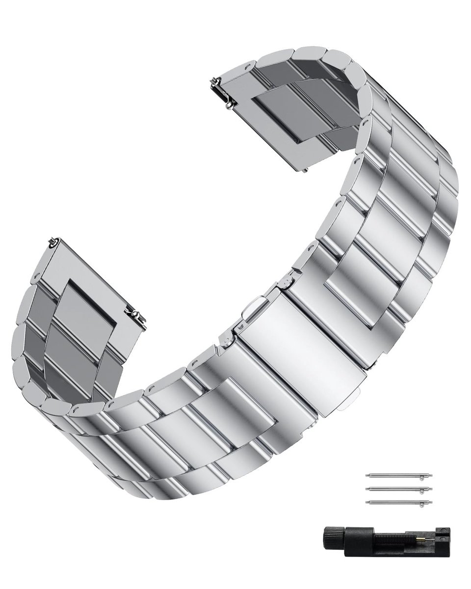 Store_9 - Vervangband - Roestvrij staal - 22 mm - Militaire stijl - Snelle bevestiging - Geschikt voor smartwatch en horloge