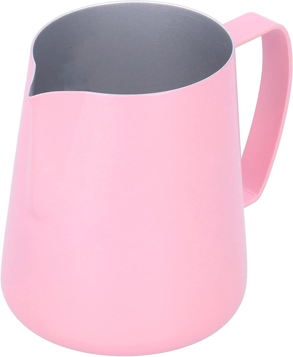 Latte Art Melkopschuimer - Koffiekan Barista - Latte Art Maken - Adelaarsbek Tuit - 400 ml - Roze