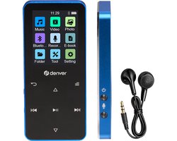 Denver MP3/MP4 Speler - Bluetooth - Shuffle/Repeat - SD kaart tot 128GB - Incl. oordopjes - Dictafoon - MP1830BU - Blauw