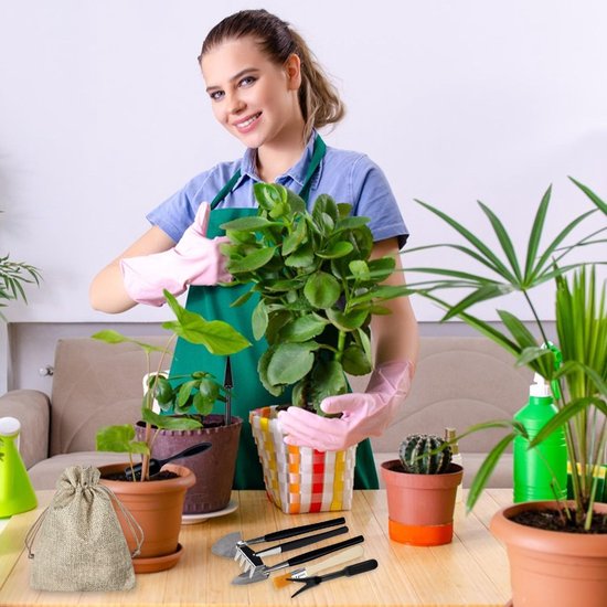 13 stuks tuingereedschapsset, tuingereedschap met opbergzak, bonsai-gereedschap, bonsai-accessoires, bonsai-gereedschapset, geschikt voor binnen en buiten, bloemen, tuin, groenteplanten (zwart) van HALLO Schrauben GmbH — afbeelding 3