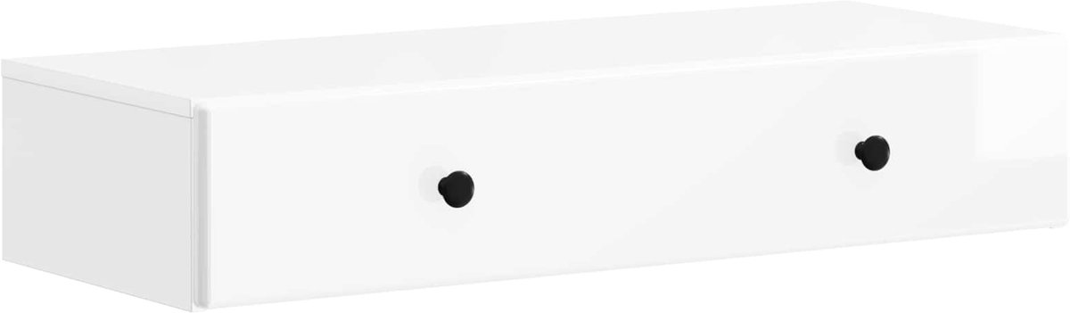 vidaXL Wandgemonteerde - Zijtafel - Hoogglans - Wit - 87,5 - x - 34,5 - x - 17 - cm Hoogglans wit
