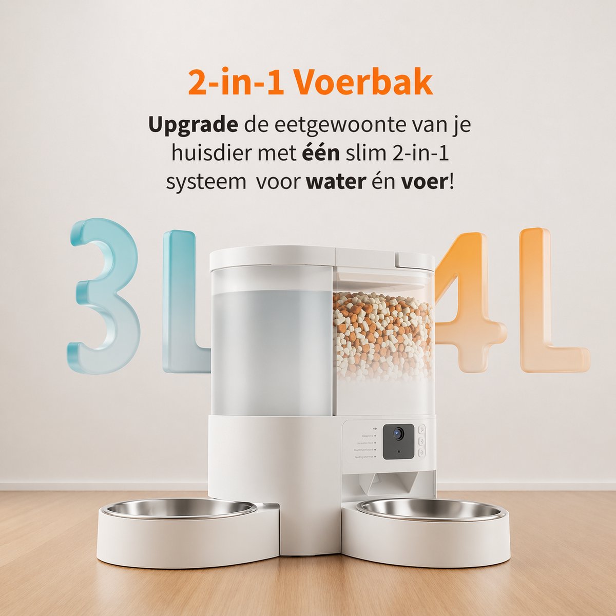 DierButler - 2-in-1 Automatische Voerbak Kat & Kleine Hond - Met HD-Camera - App & Wifi - Two-Way Audio - Voerschema Instellen - Slim design thumbnail 5