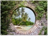 Affiche de jardin - Palmier - Plage - Tropical - Transparent - Affiche de clôture - 120x90 cm - Jardin- Toile de jardin