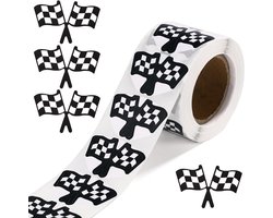 500 Stuks Zelfklevende Vlaggenstickers, Zwart-Witte Ruitjesstickers voor Raceauto Decoratie, Perfect voor Feestjes en Evenementen