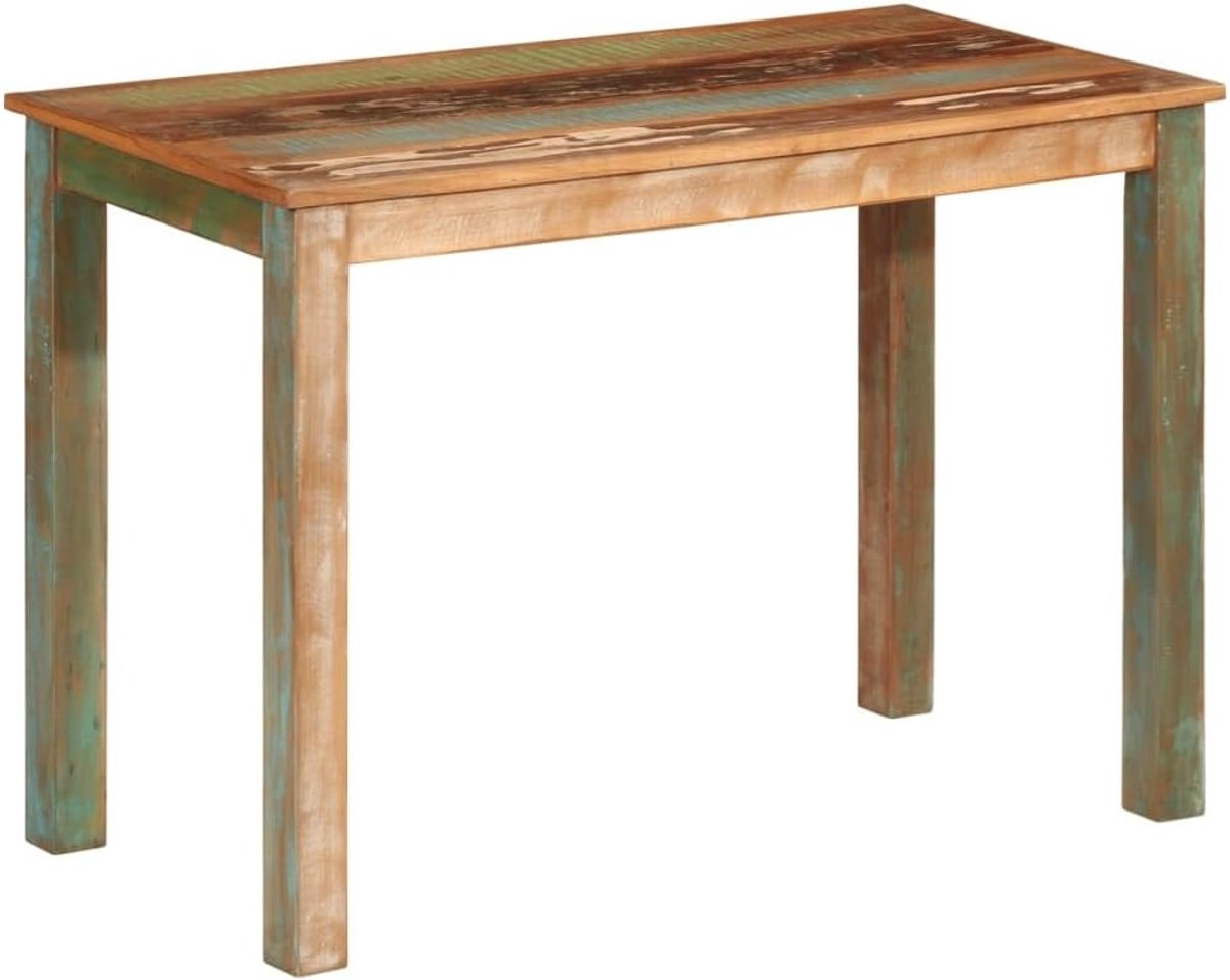 Rustieke Massief Houten Eettafel van Gerecycled Oud Hout 110 x 55 x 76 cm Vintage Keukentafel voor Eetkamer, Woonkamer en Kantoor