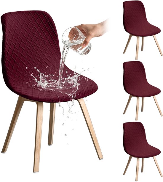 Stoelhoezen — 4-pack — Afneembare hoezen voor eetkamerstoelen — Universele stretch-stoelhoezen — Zithoezen — Ideaal voor huis & keuken — Duurzaam / Zeer elastisch / Afneembaar — Lengte: 45–52 cm, breedte: 40–46 cm, hoogte: 40–48 cm