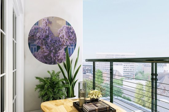 Affiche de jardin ronde Wisteria - Wisteria pleine de fleurs Affiche de jardin - Affiche de jardin ronde 60x60 cm - Toile de jardin / Toile d'extérieur / Peintures pour l'extérieur (décoration de jardin)