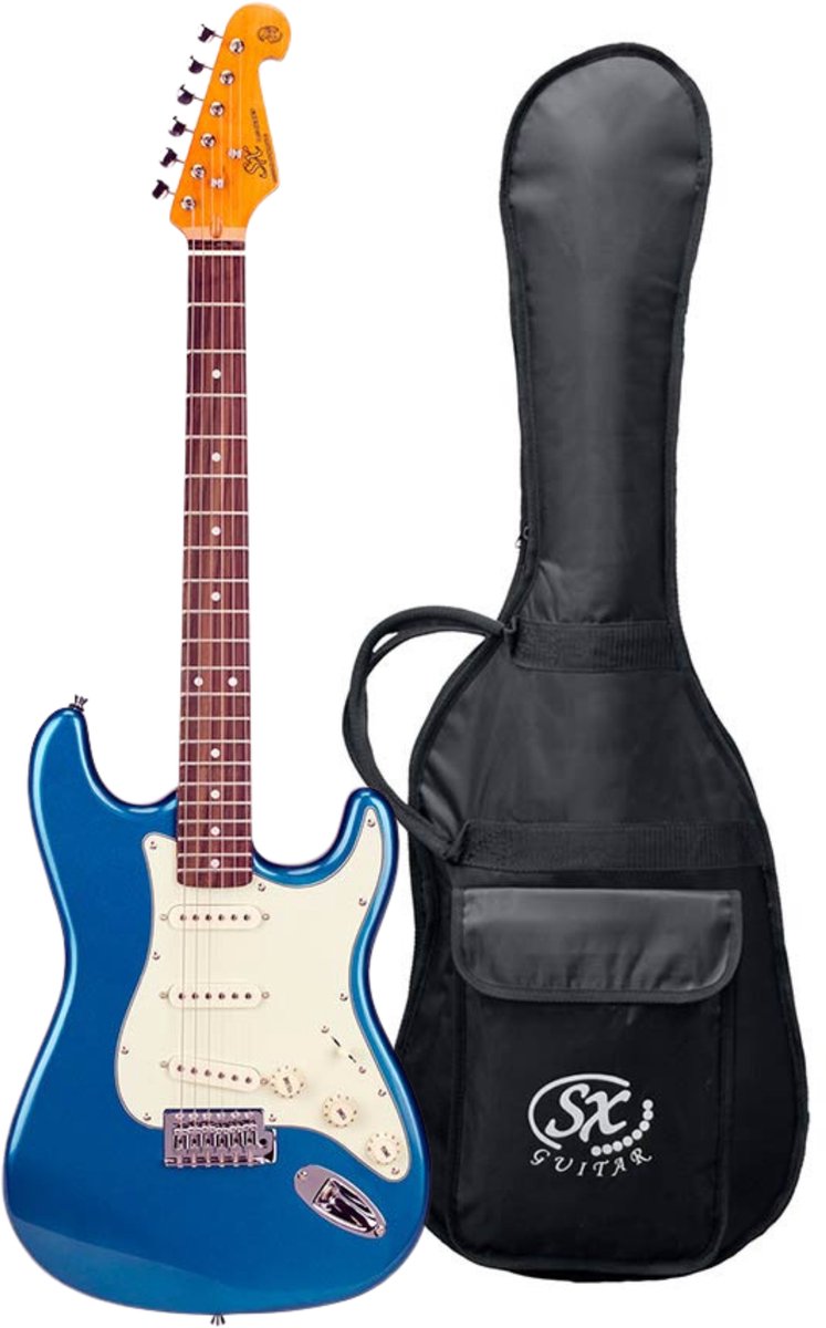 Elektrische gitaar - SX SST62-LPB - Retro Series 62 - ST-model - 3x Single Coil - Vintage Tremolo - Lake Placid Blue - Inclusief gigbag