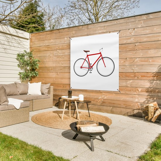 Toile de jardin Vélo de course - Rouge - Wit - 100x100 cm
