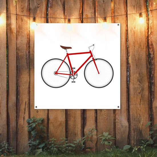 Toile de jardin Vélo de course - Rouge - Wit - 100x100 cm