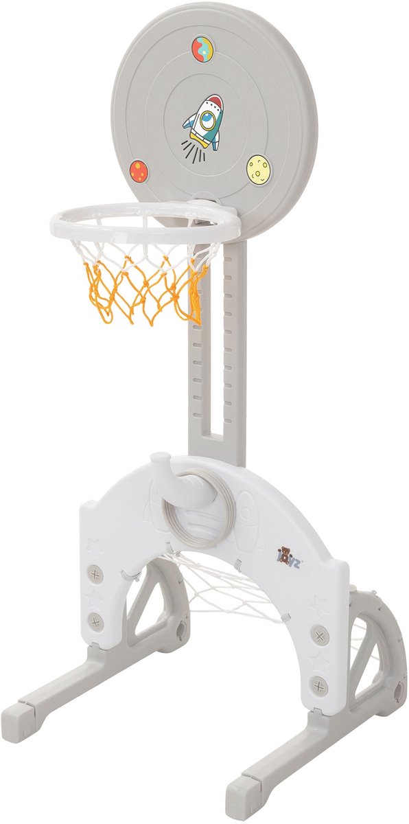 Kinder basketbal hoepelset 3-in-1 basketbalstandaard in hoogte verstelbaar met basketbalhoepel, voetbaldoel & ringwerpen incl. ballen & werpringen Joyz