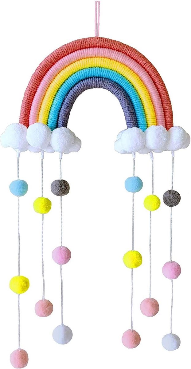 SPHProducts - Macrame Muurdecoratie - Handgemaakt - Decoratieve Wandhanger - Geschikt voor Kinderkamer - Festivalversiering - Perfect Cadeau - Roze Wa