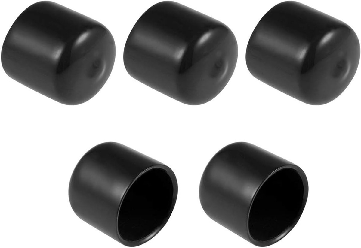 5 Stuks Rubber Eindkappen 22mm ID - Flexibele Bescherming voor Schroeven, Kabels en Buizen, Zwarte Vinyl Afdekkingen