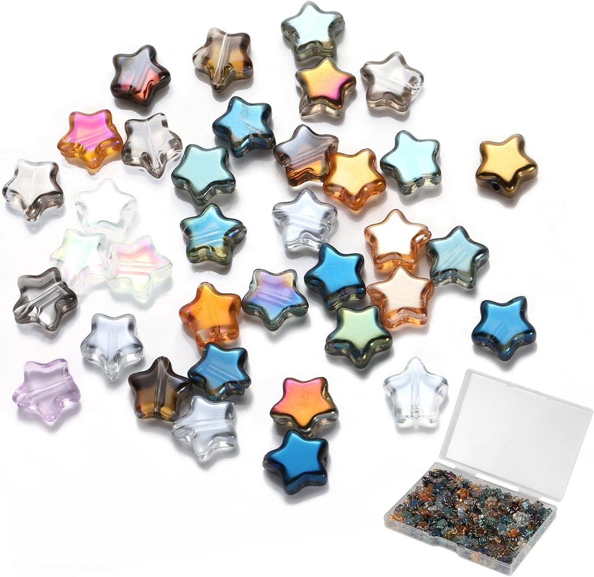 Kleurige Stervormige Glaskralen voor Armbanden - 300 Stuks voor Sieraden Maken, DIY Creaties en Decoratie Accessoires