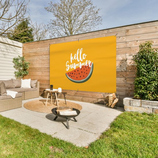 Décoration murale Summer - Pastèque - Oranje - 180x120 cm - Poster jardin - Toile jardin - Poster extérieur