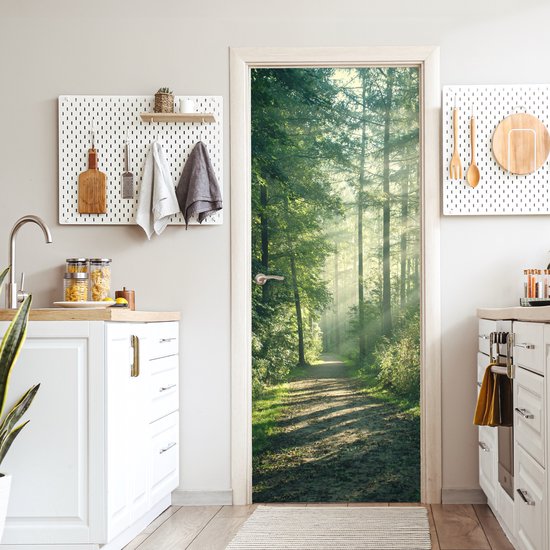 Affiche de porte - Forêt - Nature - Vert - Sticker de porte - Papier peint photo porte - Décoration de porte - Sticker autocollant - Décoration de chambre - 80x205 cm - Toilettes - Salle de bain - Salon