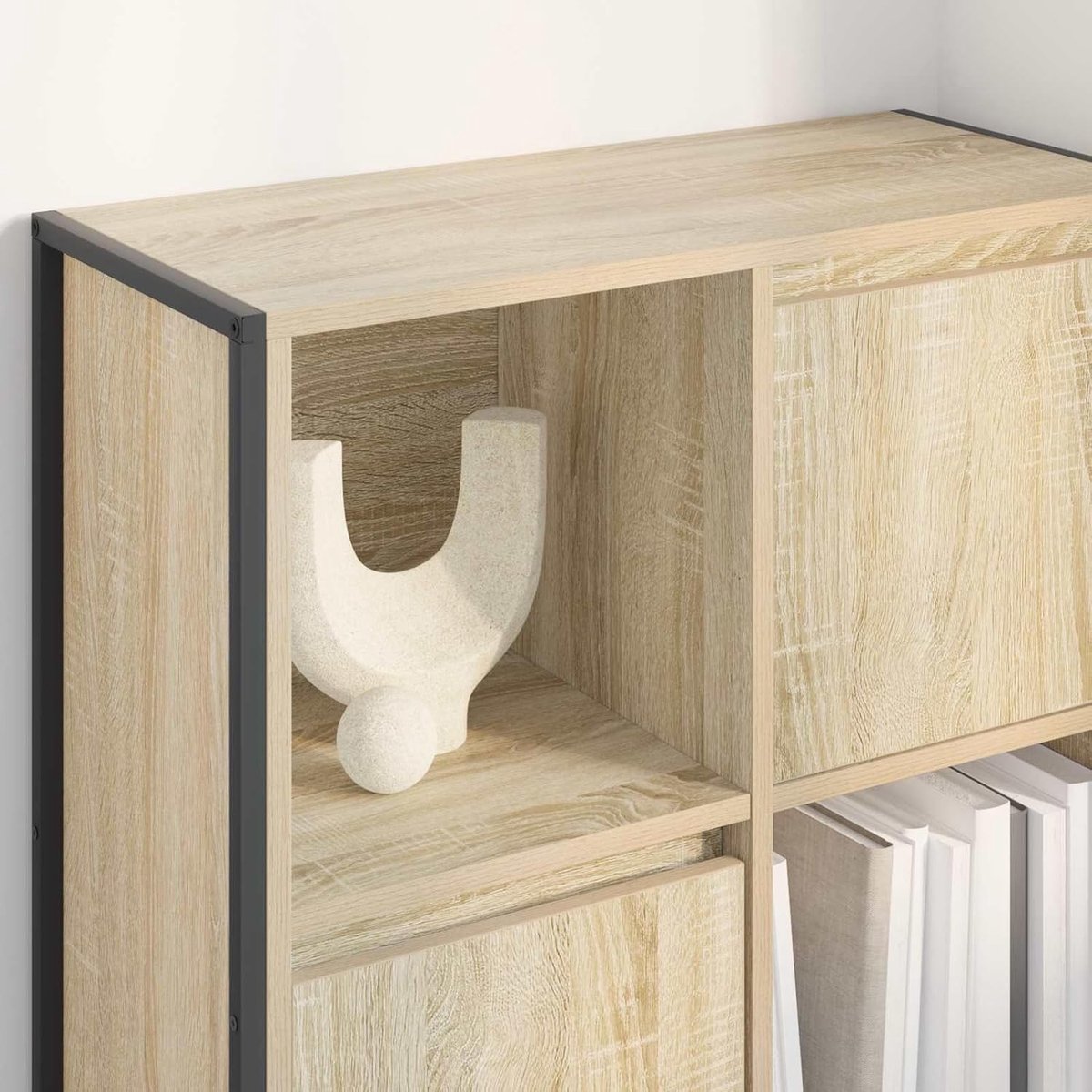 Boekenkast 108,5 cm Sonoma Eiken – Modern Open Staand Opbergrek van Hout – Industriële Vitrinekast voor Woonkamer, Kantoor & Home Office – Ruimtebesparend Design – ABTKantoor