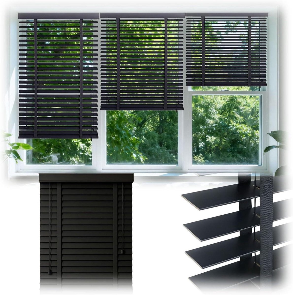 Houten Jaloezieën - Raambekleding Hout - Privacy Creëren - Thermisch Geïsoleerd - 5 cm Lam