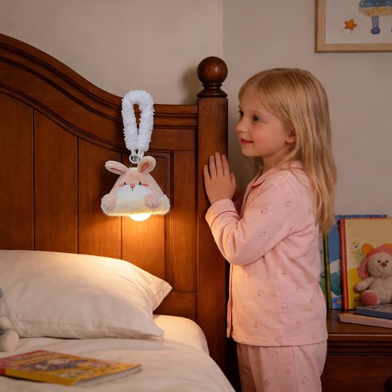 Nachtlamp Pluche Dier - Wandlamp Kinderkamer - Slaap Gemoedelijkheid - Draadloze Wandmontage - 10 x 10 x 10 cm - Konijntje — afbeelding 3
