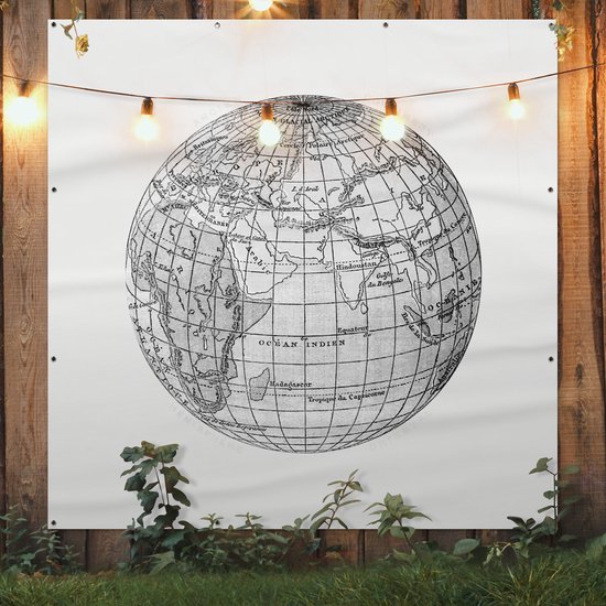 Affiche de Jardin Vintage - Globe - Wereldkaart - 200x200 cm