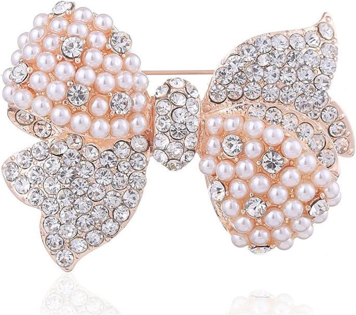 Elegante Parels Strik Broche met Rhinestones voor Bruiloft en Kerst, Perfecte Corsage en Colspeld voor Damesmode Accessoires
