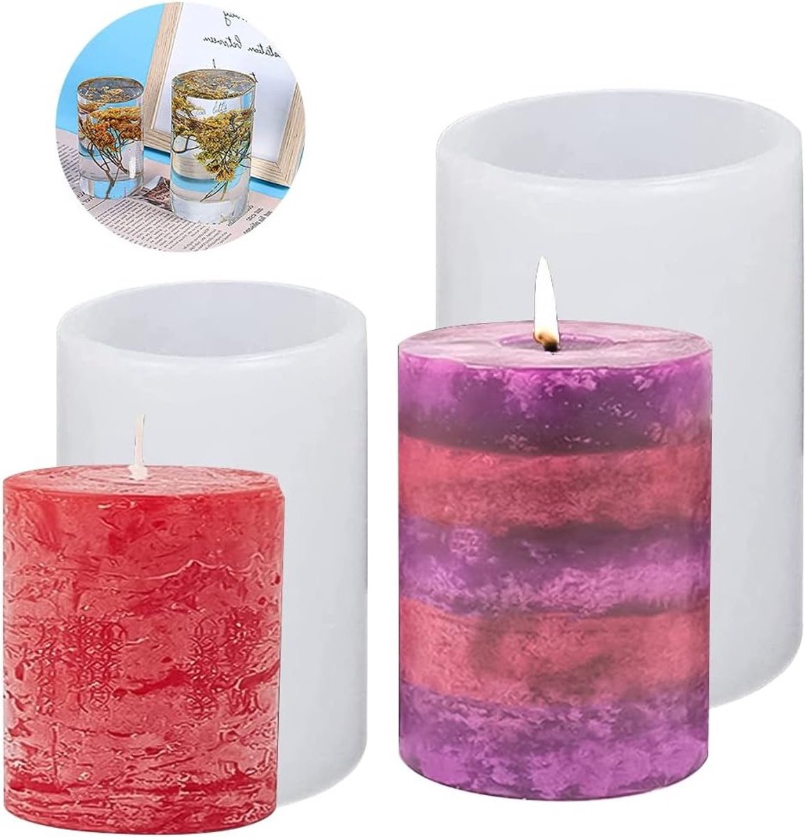 2 Stuks Silicone Mallen voor DIY Kaarsen, Handgemaakte Zeep en Geurkaarsen, Decoratieve Ornamenten