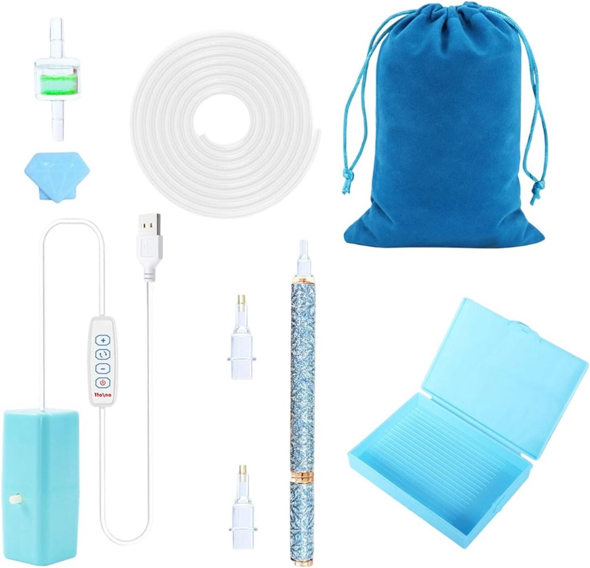Elektrische Diamant Pen - Diamant Schilderen Tool - Gedetailleerd Knutselen - Ingebouwde Zuigkracht - 14 cm - Blauw