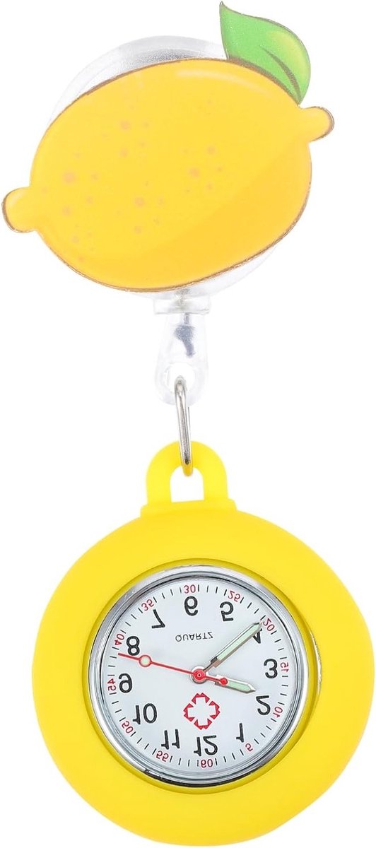 Retractable Fob Watch voor Verpleegkundigen - Schattige Clip-On Quartz Horloge in Lichtgeel, Handig en Stijlvol voor Dagelijks Gebruik