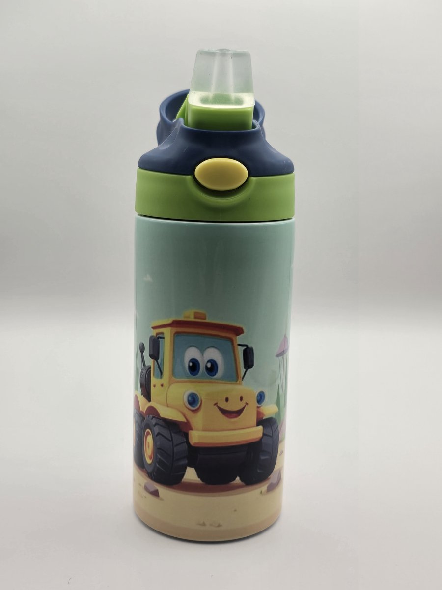 Drinkbeker - Truck - RVS - Groen/Blauw - BPA vrij - school - kind - naam